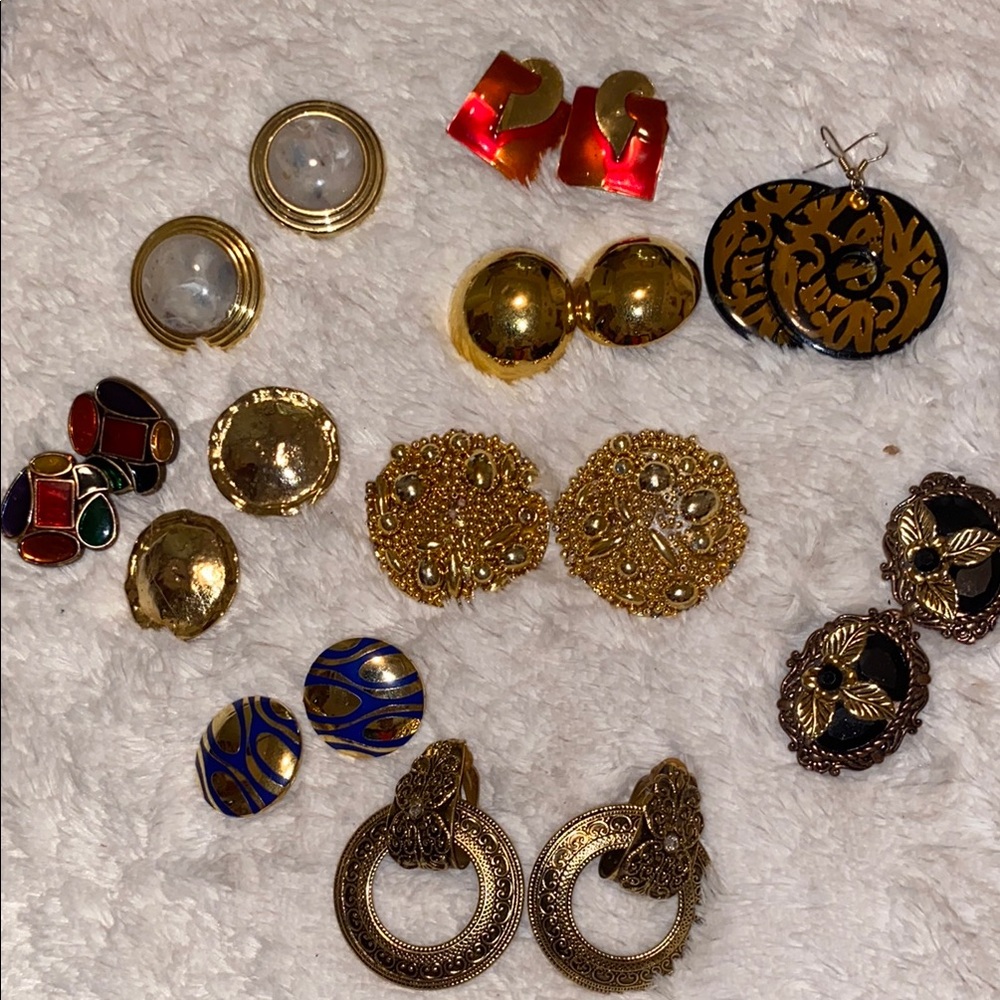 Elegant Gold and Red Dangle Earrings with Intricate Detailing